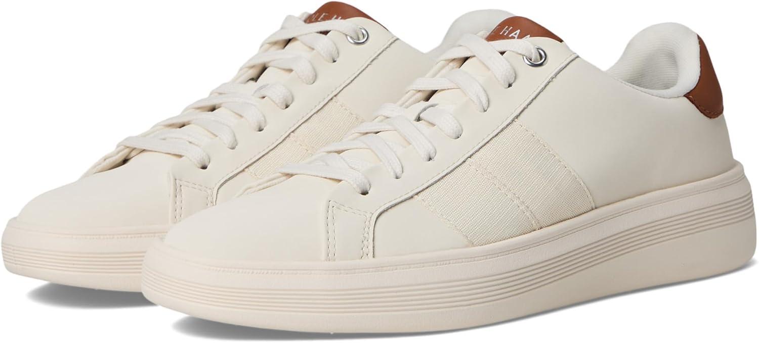 imageCole Haan Mens Grand Crosscourt Modern Perforated SneakersIvoryWhiteBritish Tan