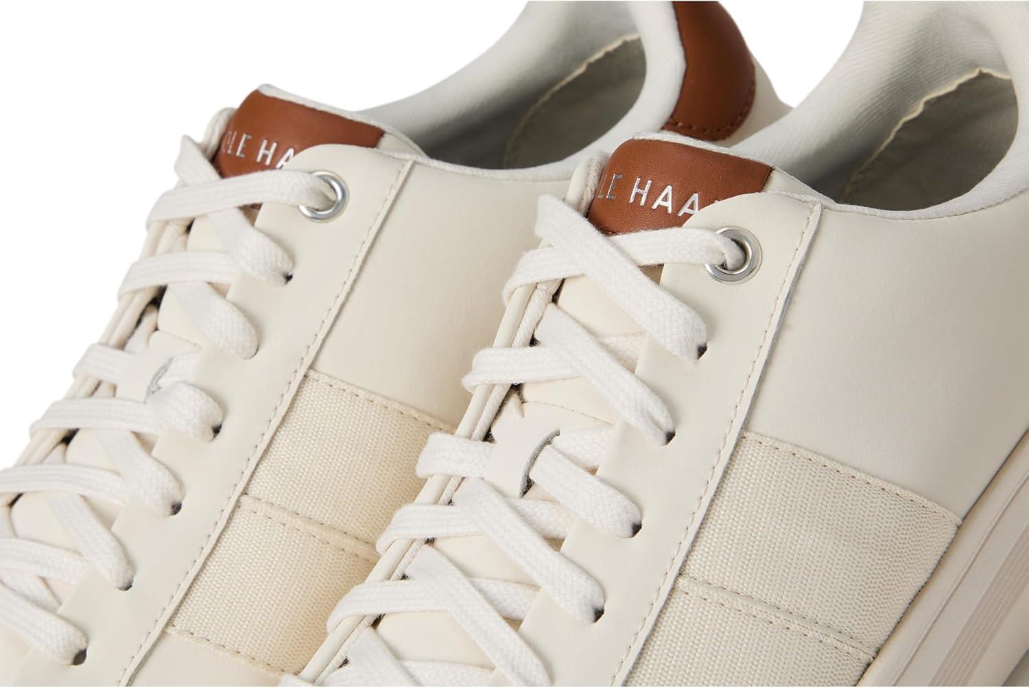 imageCole Haan Mens Grand Crosscourt Modern Perforated SneakersIvoryWhiteBritish Tan