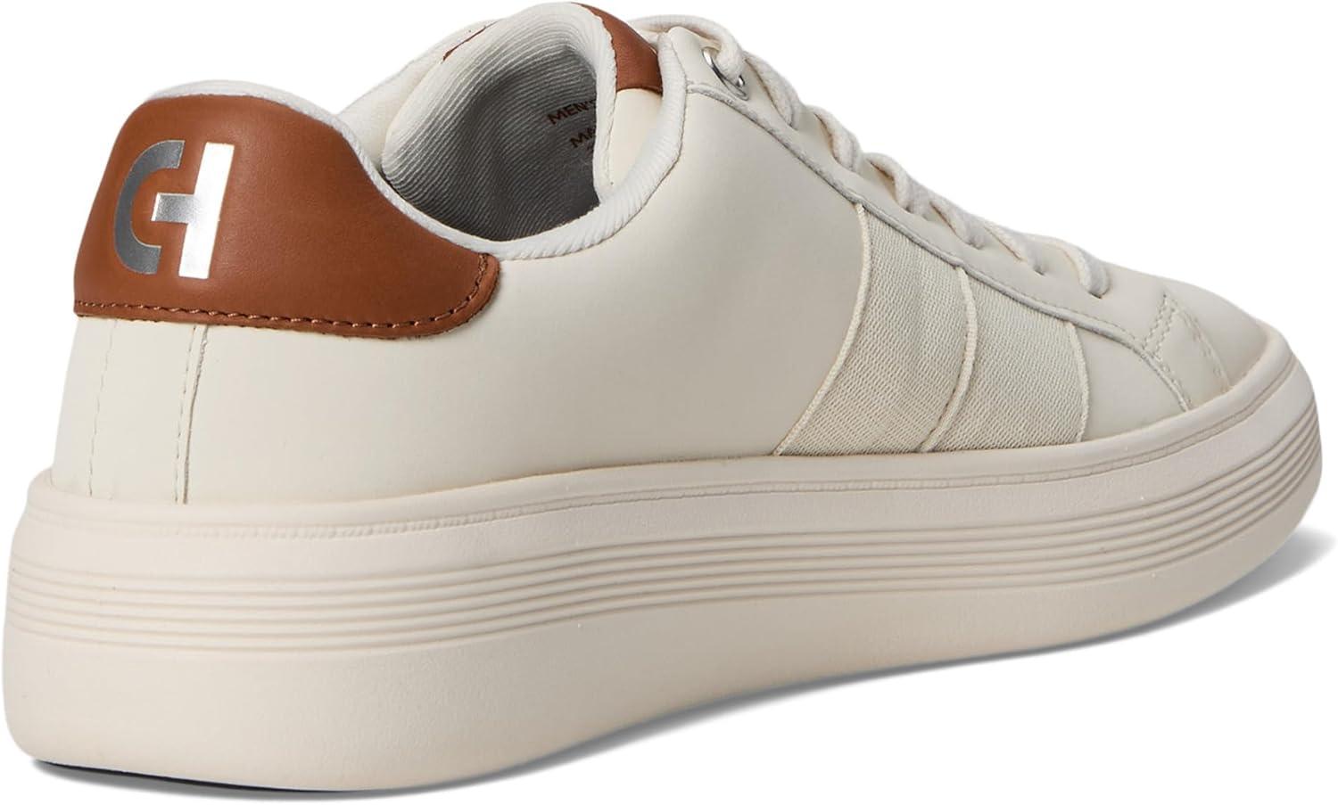 imageCole Haan Mens Grand Crosscourt Modern Perforated SneakersIvoryWhiteBritish Tan