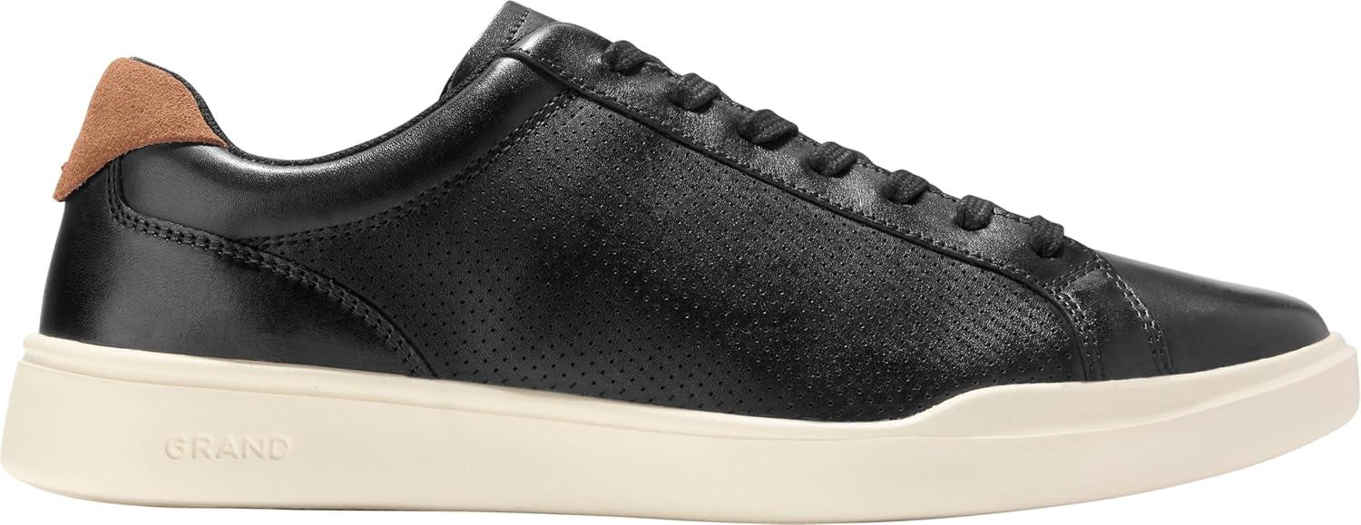 imageCole Haan Mens ShoesGrand Crosscourt Modern Perforated LacetoToe Lightweight Leather SneakerBlkBrtsh TnIvry