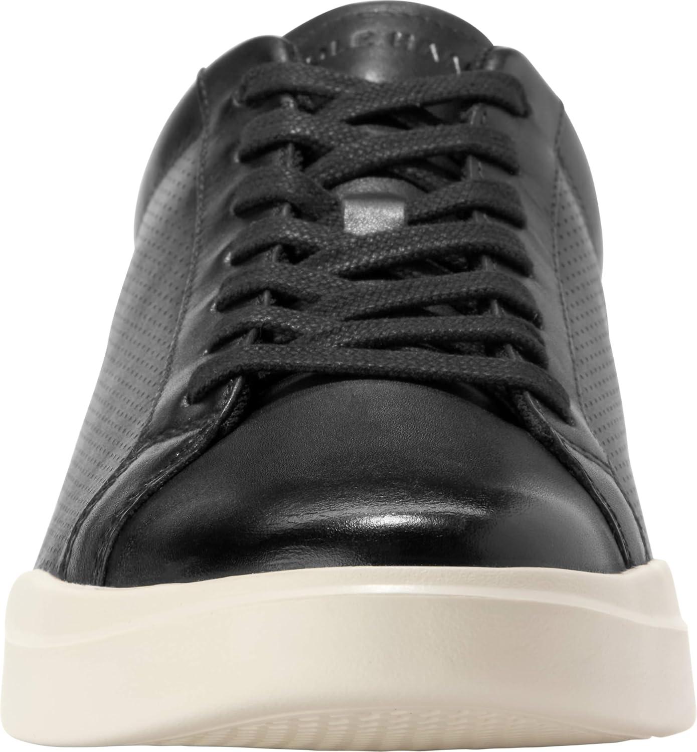 imageCole Haan Mens ShoesGrand Crosscourt Modern Perforated LacetoToe Lightweight Leather SneakerBlkBrtsh TnIvry