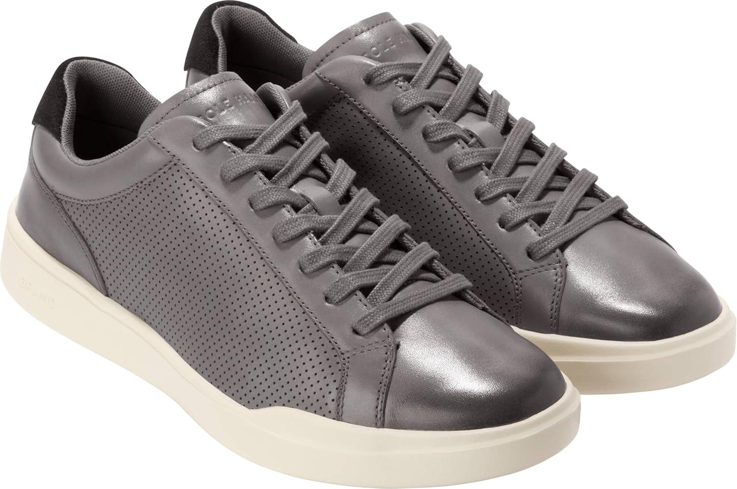 imageCole Haan Mens ShoesGrand Crosscourt Modern Perforated LacetoToe Lightweight Leather SneakerQt ShadeBlkIvry