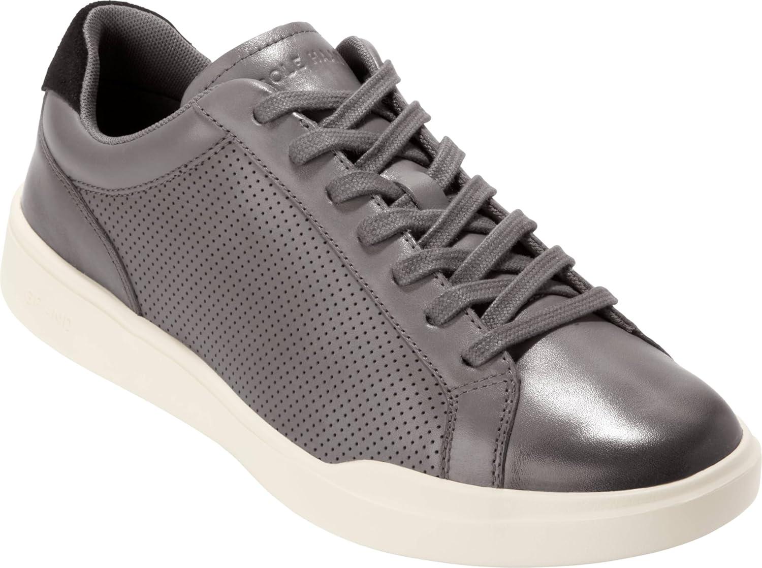 imageCole Haan Mens ShoesGrand Crosscourt Modern Perforated LacetoToe Lightweight Leather SneakerQt ShadeBlkIvry