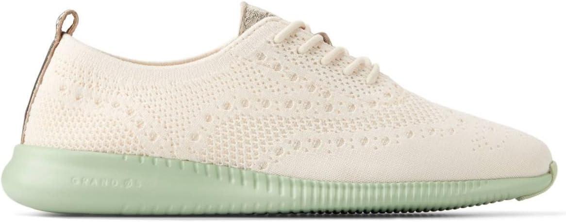 imageCole Haan Womens 2Zerogrand Stitchlite Oxford WinterizedIvory KnitGold MetalicFog Green