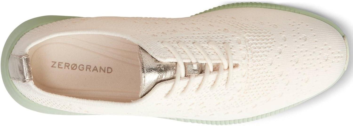 imageCole Haan Womens 2Zerogrand Stitchlite Oxford WinterizedIvory KnitGold MetalicFog Green