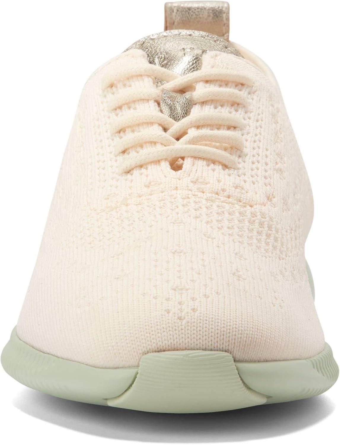 imageCole Haan Womens 2Zerogrand Stitchlite Oxford WinterizedIvory KnitGold MetalicFog Green