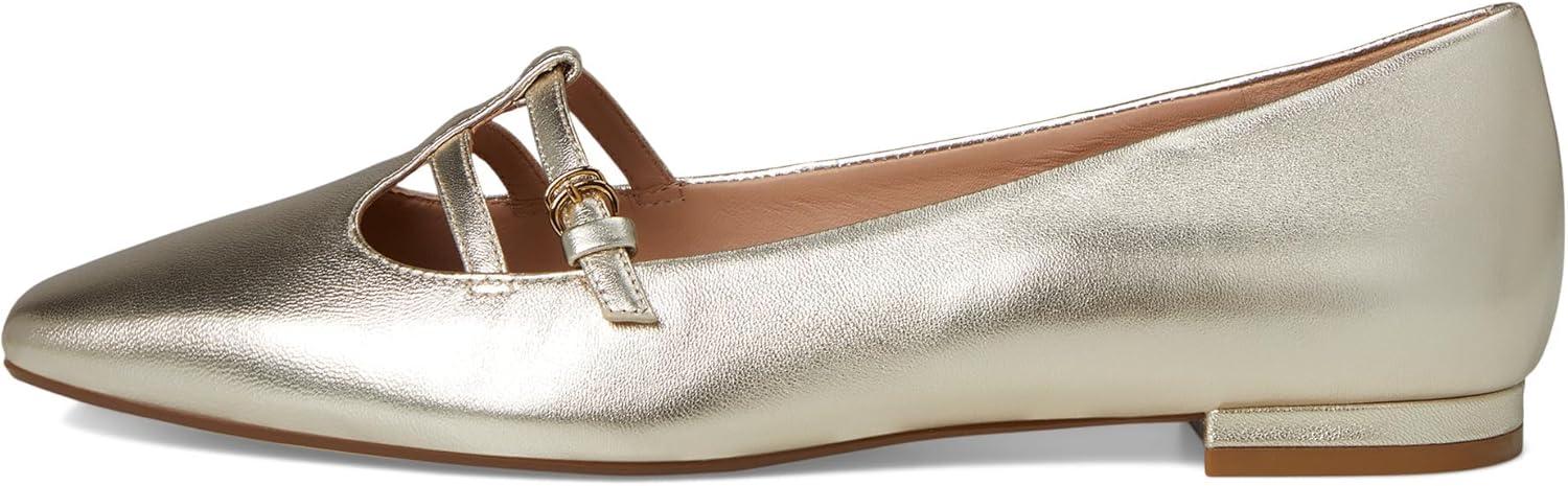 imageCole Haan Womens Brigid TStrap Ballet FlatSoft Gold Leather