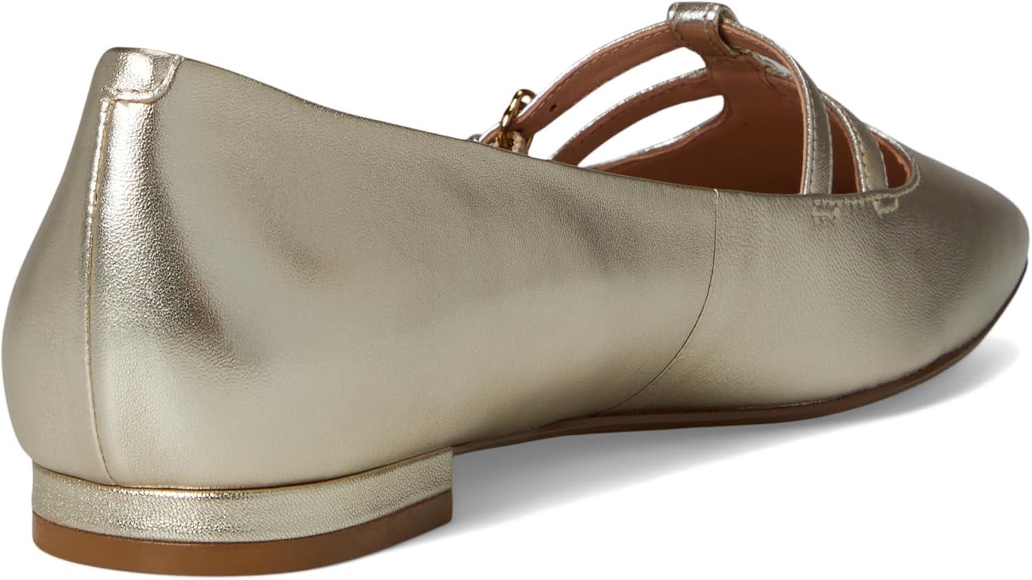 imageCole Haan Womens Brigid TStrap Ballet FlatSoft Gold Leather