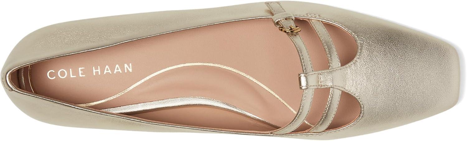 imageCole Haan Womens Brigid TStrap Ballet FlatSoft Gold Leather