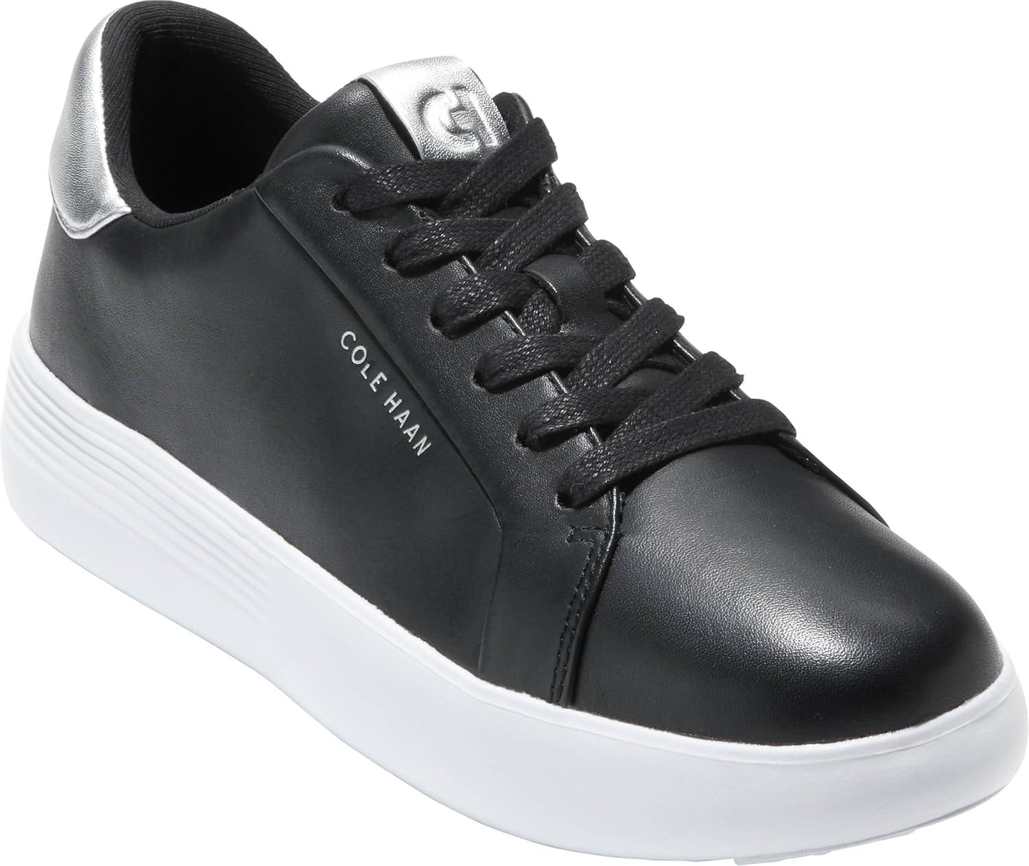 imageCole Haan Womens Grand Crosscourt Joy Platform SneakersBlackSilvr Metalc