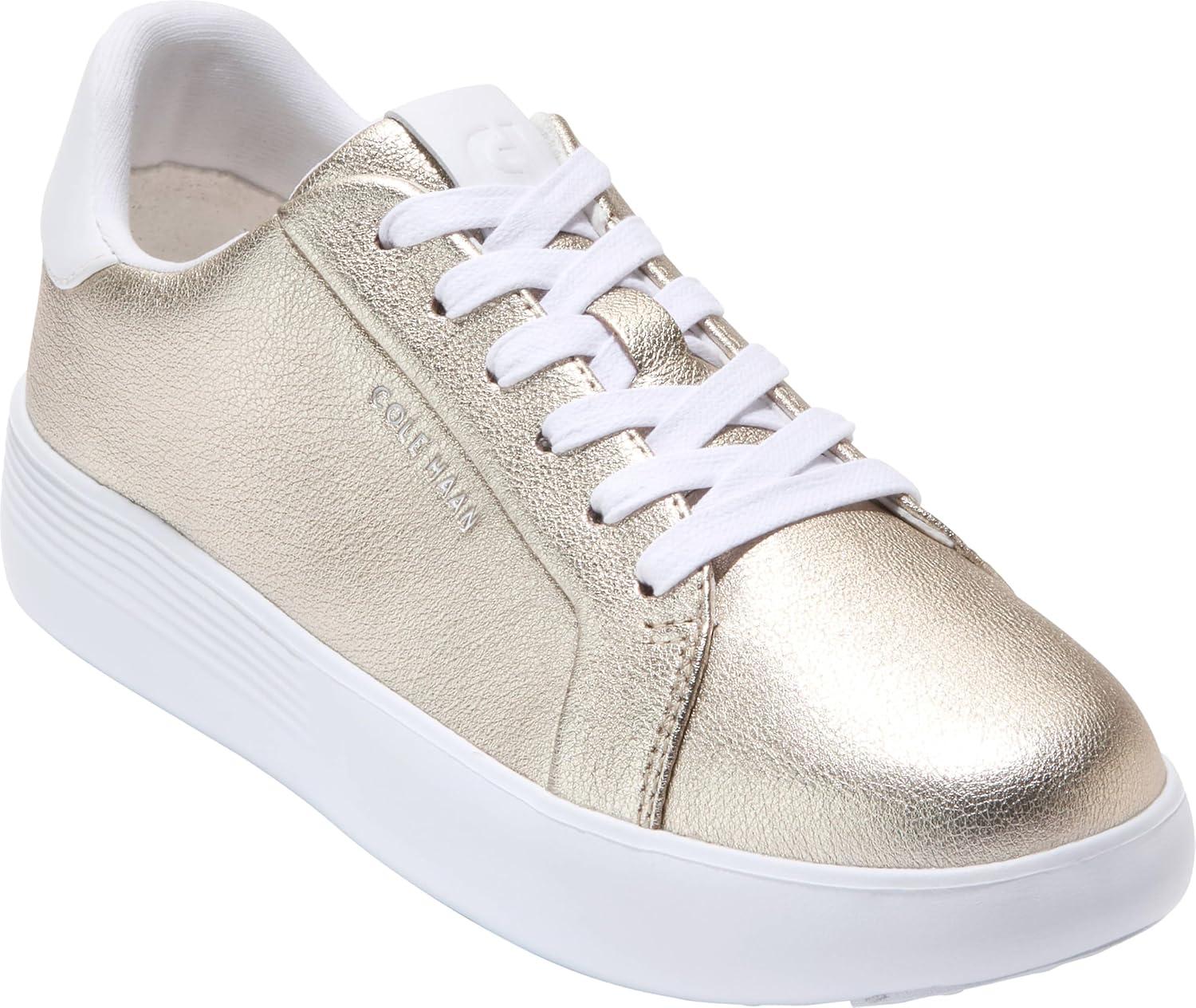 imageCole Haan Womens Grand Crosscourt Joy Platform SneakersSft Gld MetlcWhte