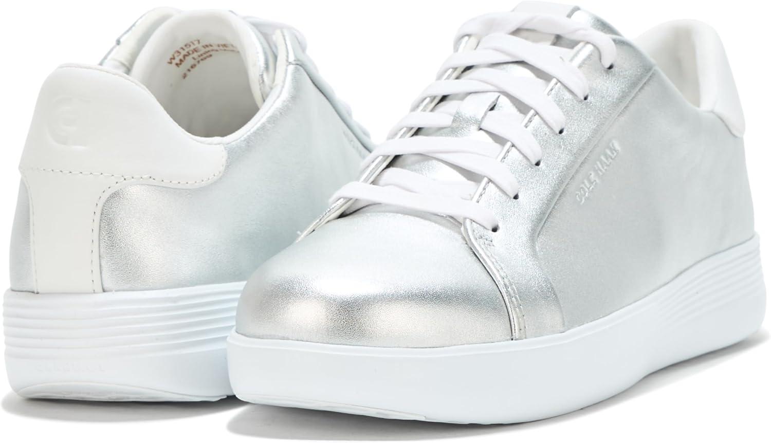 imageCole Haan Womens Grand Crosscourt Joy Platform SneakersSilver MetlcWhite