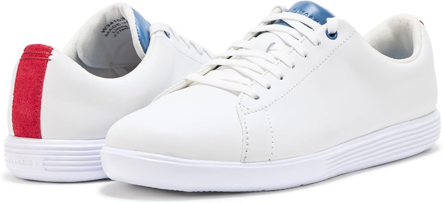 imageCole Haan Womens Grand Crosscourt Leather SneakersWhiteRio Red Sde