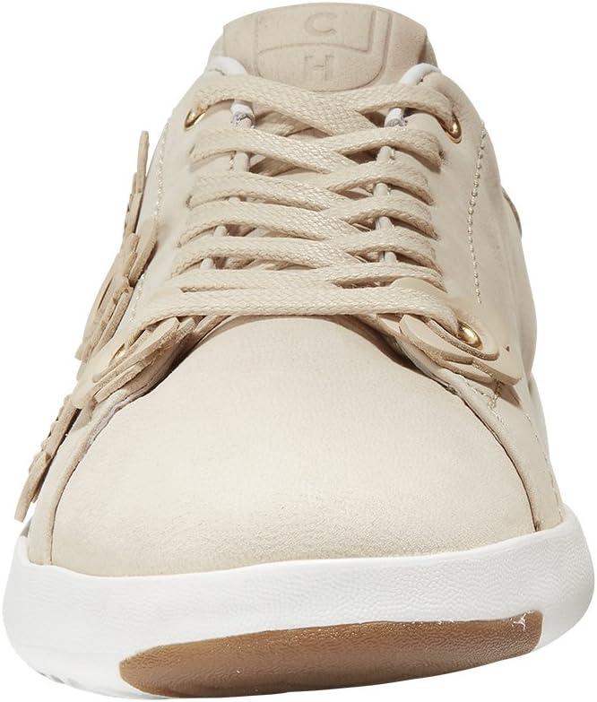 imageCole Haan Womens GrandPro Tennis Leather Lace OX Fashion SneakerBrazilian Sand NubuckBrazilian Sand Leather FlowersOptic White
