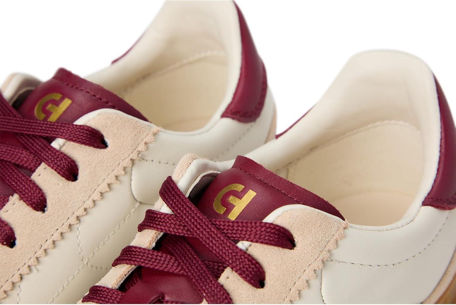 imageCole Haan Womens Grandpro Breakaway SneakersIvoryOpticat SuedeBlack Cherry