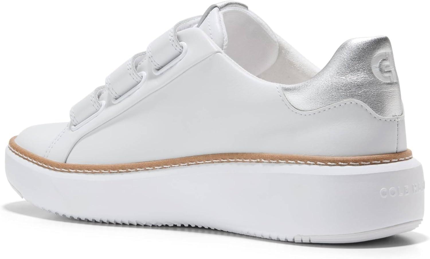 imageCole Haan Womens Grandpro Topspin Triple Strap SneakersOptic WhiteSilver
