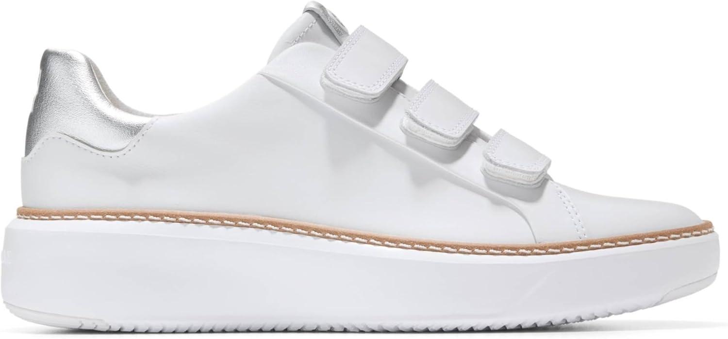 imageCole Haan Womens Grandpro Topspin Triple Strap SneakersOptic WhiteSilver