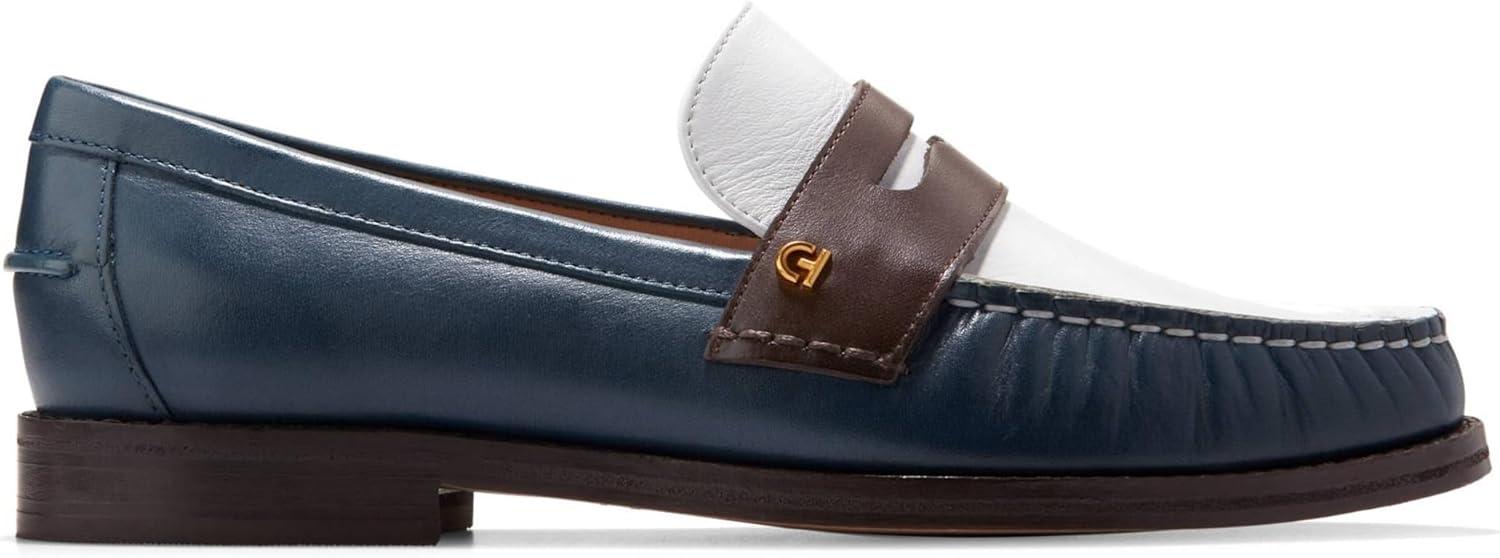 imageCole Haan Womens Lux Pinch Penny LoaferIvoryDark ChocolateBlue Wing Teal Leather