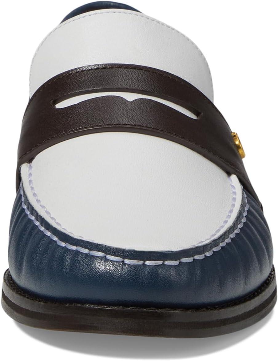 imageCole Haan Womens Lux Pinch Penny LoaferIvoryDark ChocolateBlue Wing Teal Leather