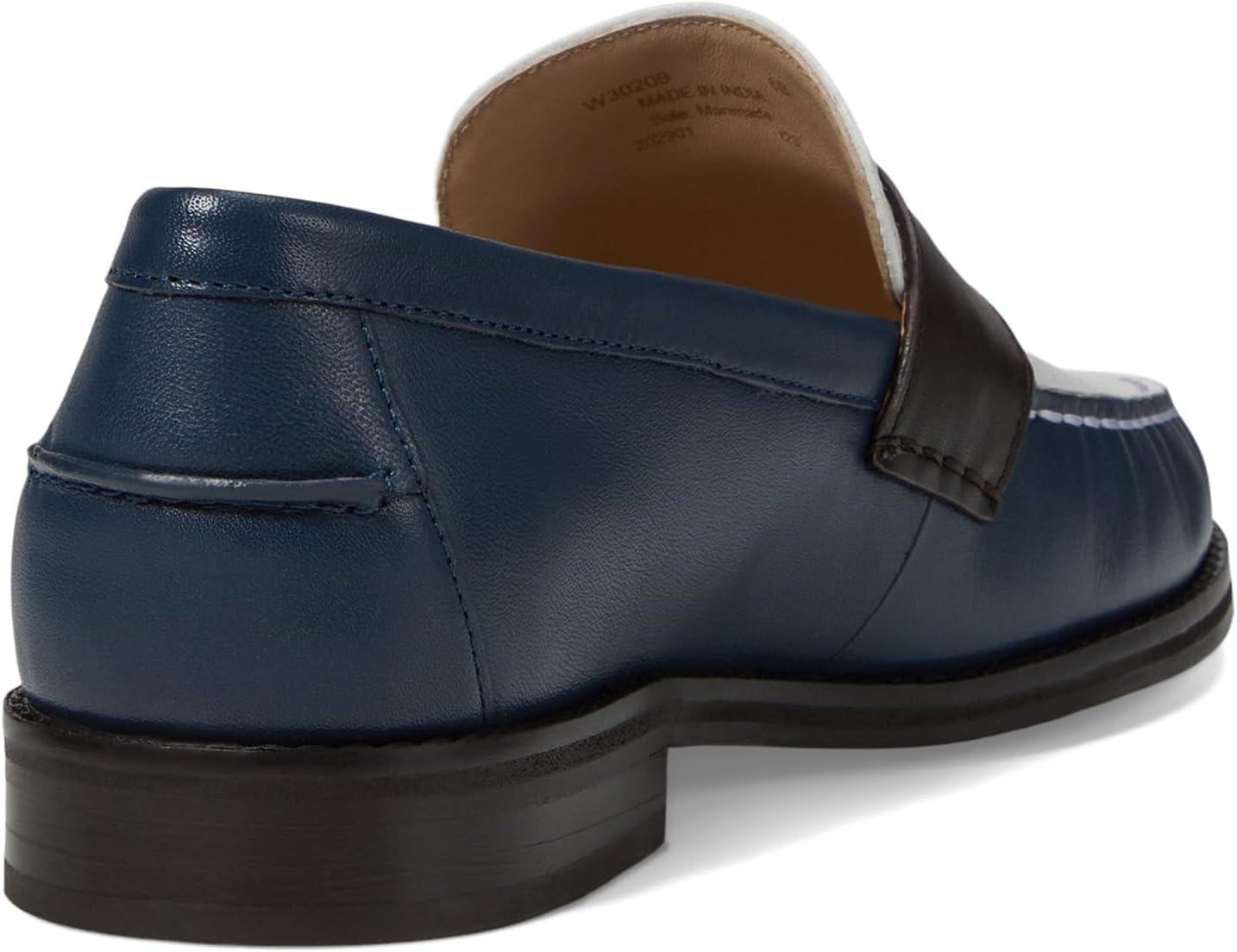 imageCole Haan Womens Lux Pinch Penny LoaferIvoryDark ChocolateBlue Wing Teal Leather