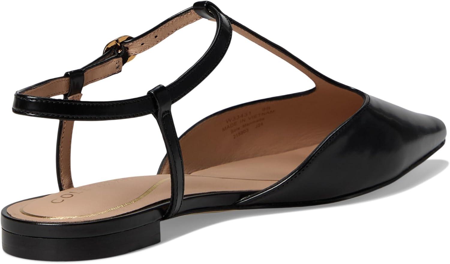 imageCole Haan Womens Marlah TStrap Ballet FlatsBlack Box Ltr