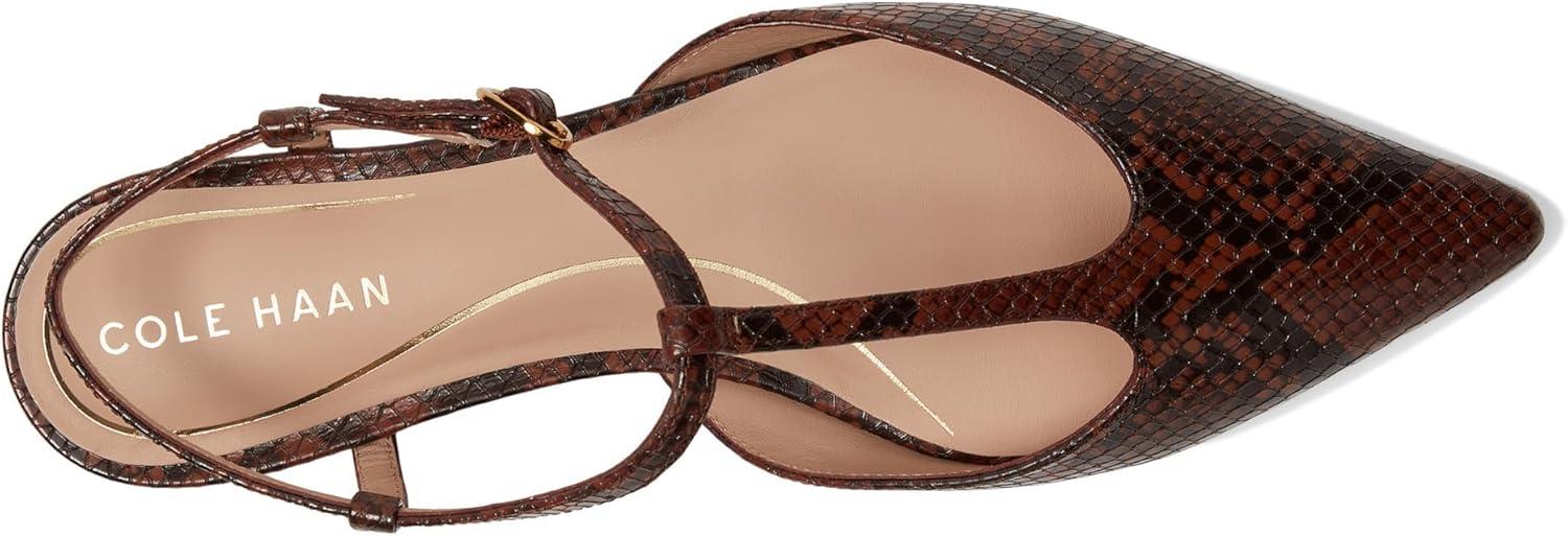 imageCole Haan Womens Marlah TStrap Ballet FlatsDk Cuoio Snake Prt