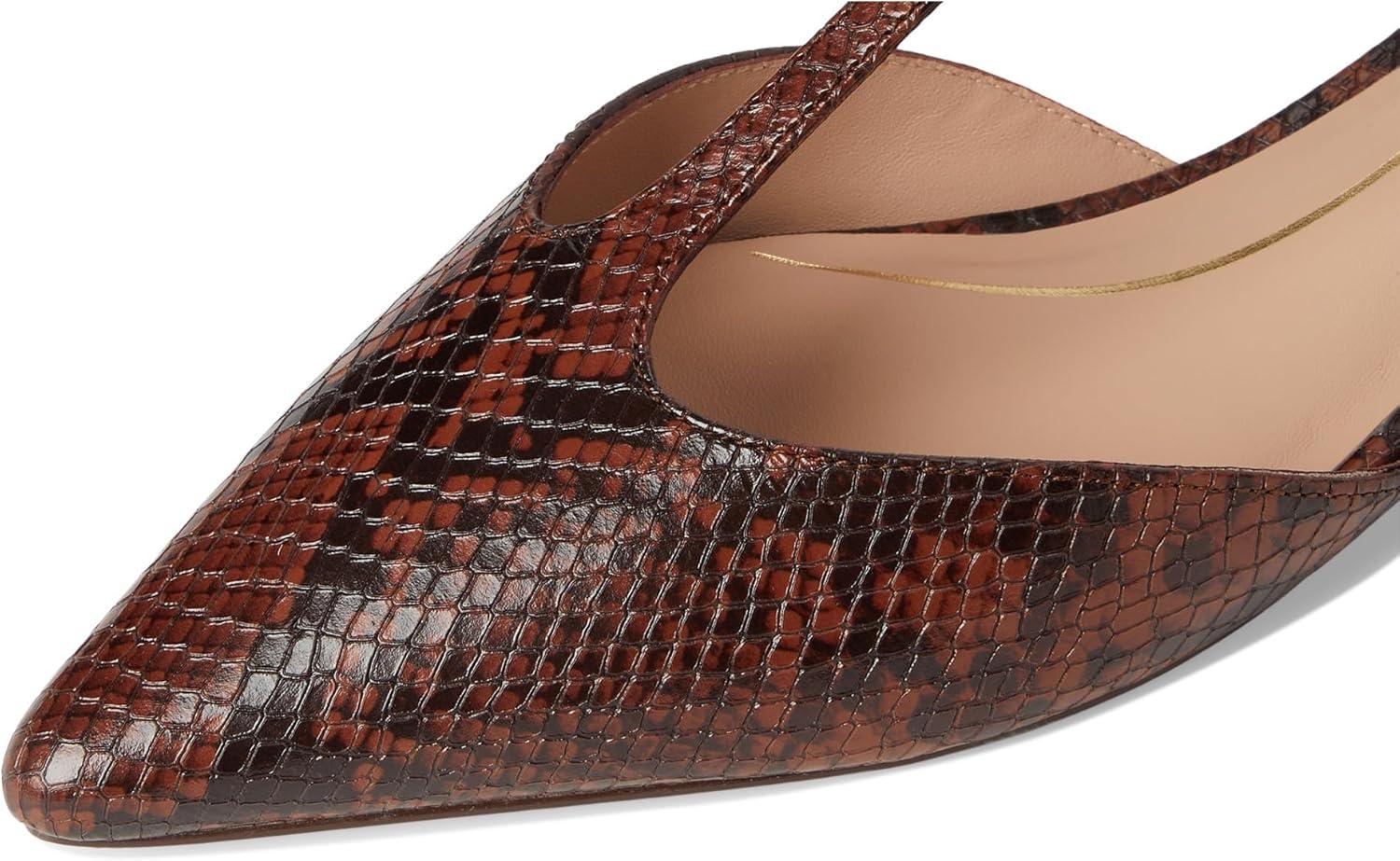 imageCole Haan Womens Marlah TStrap Ballet FlatsDk Cuoio Snake Prt