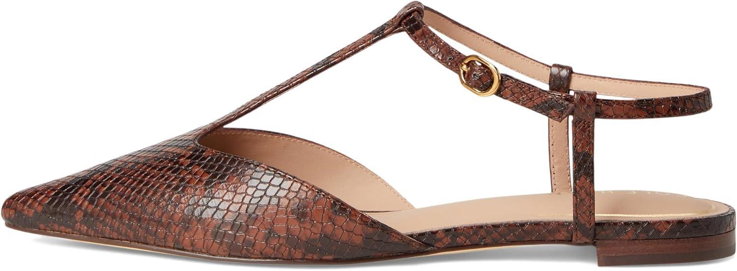 imageCole Haan Womens Marlah TStrap Ballet FlatsDk Cuoio Snake Prt