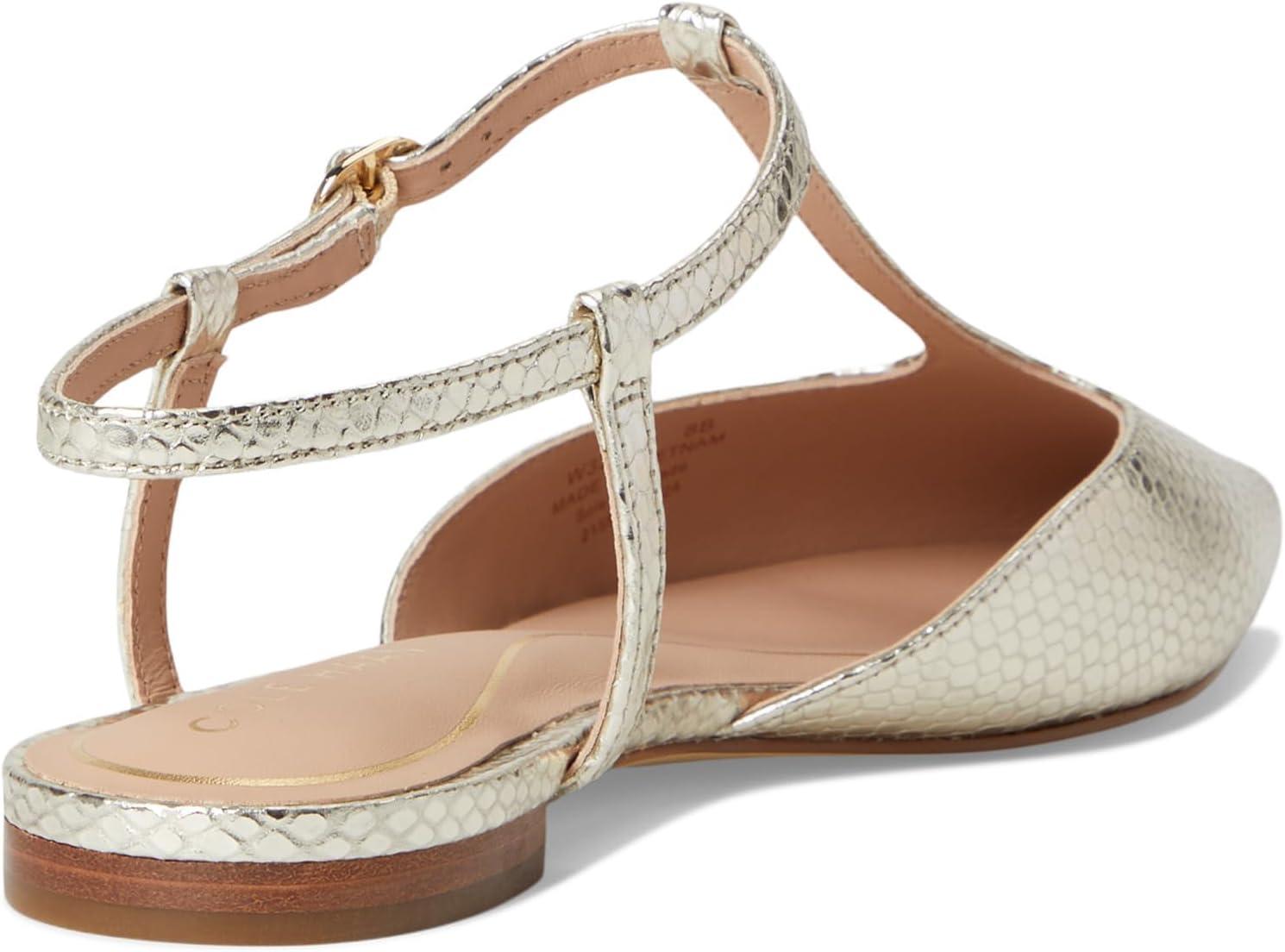 imageCole Haan Womens Marlah TStrap Ballet FlatsGold Snake Prt Lea