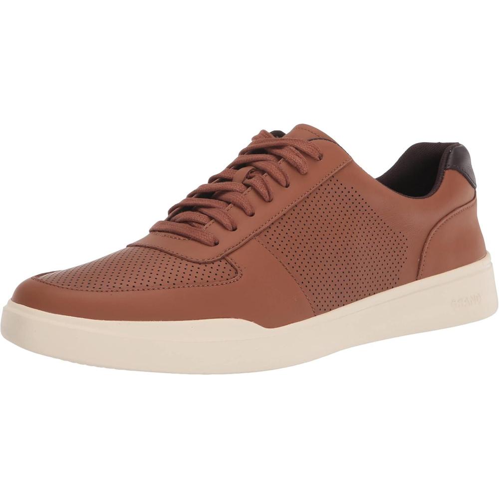 imageCole Haan Mens Grand Crosscourt Modern Perforated SneakersBritish Tan Leathe