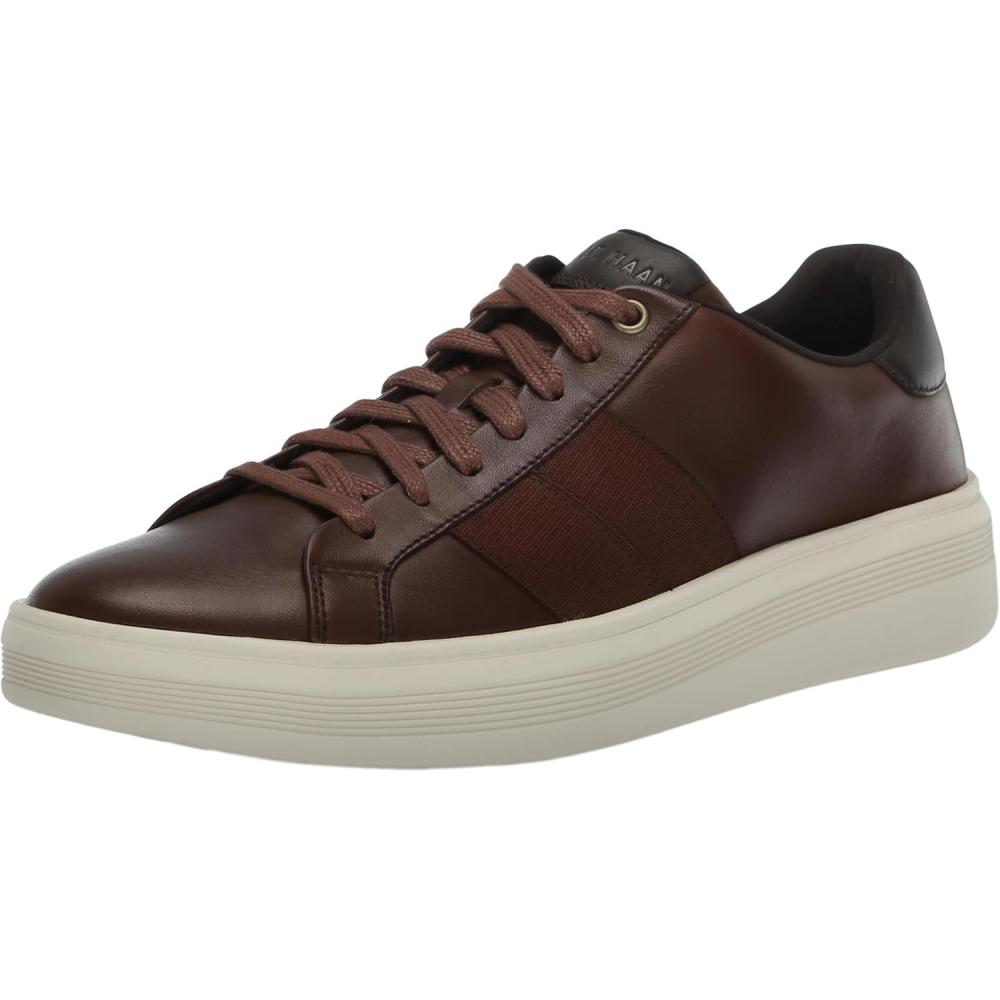 imageCole Haan Mens Grand Crosscourt Modern Perforated SneakersDark CoffeeDark RoastBirch