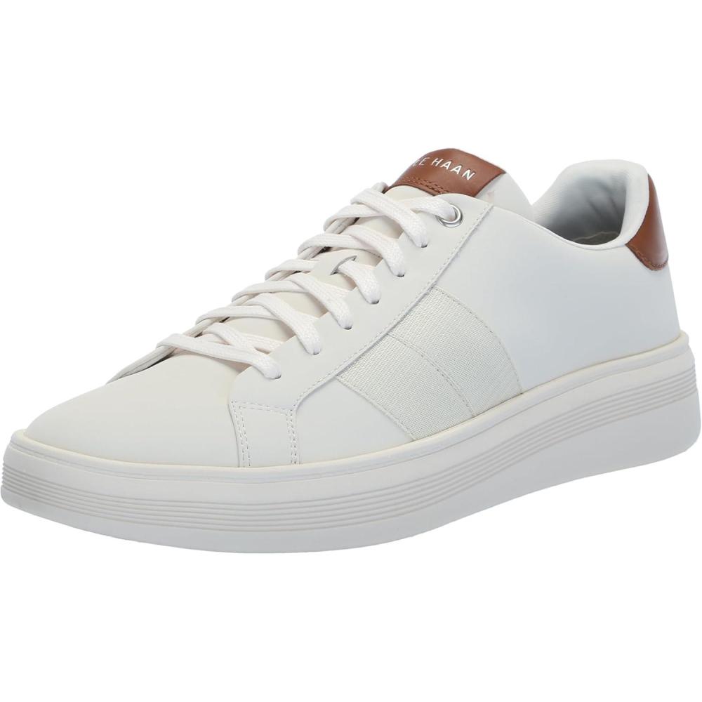 imageCole Haan Mens Grand Crosscourt Modern Perforated SneakersIvoryWhiteBritish Tan