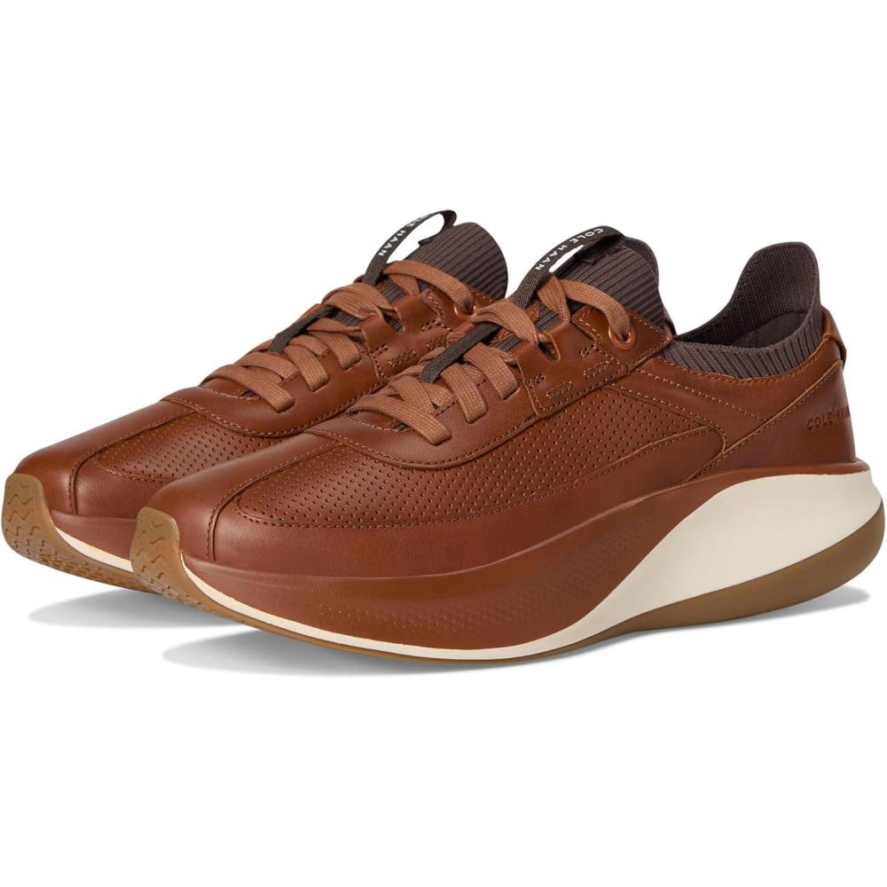imageCole Haan Mens Grandpro All Day Leather Runners SneakerBrtsh TanDk Choco