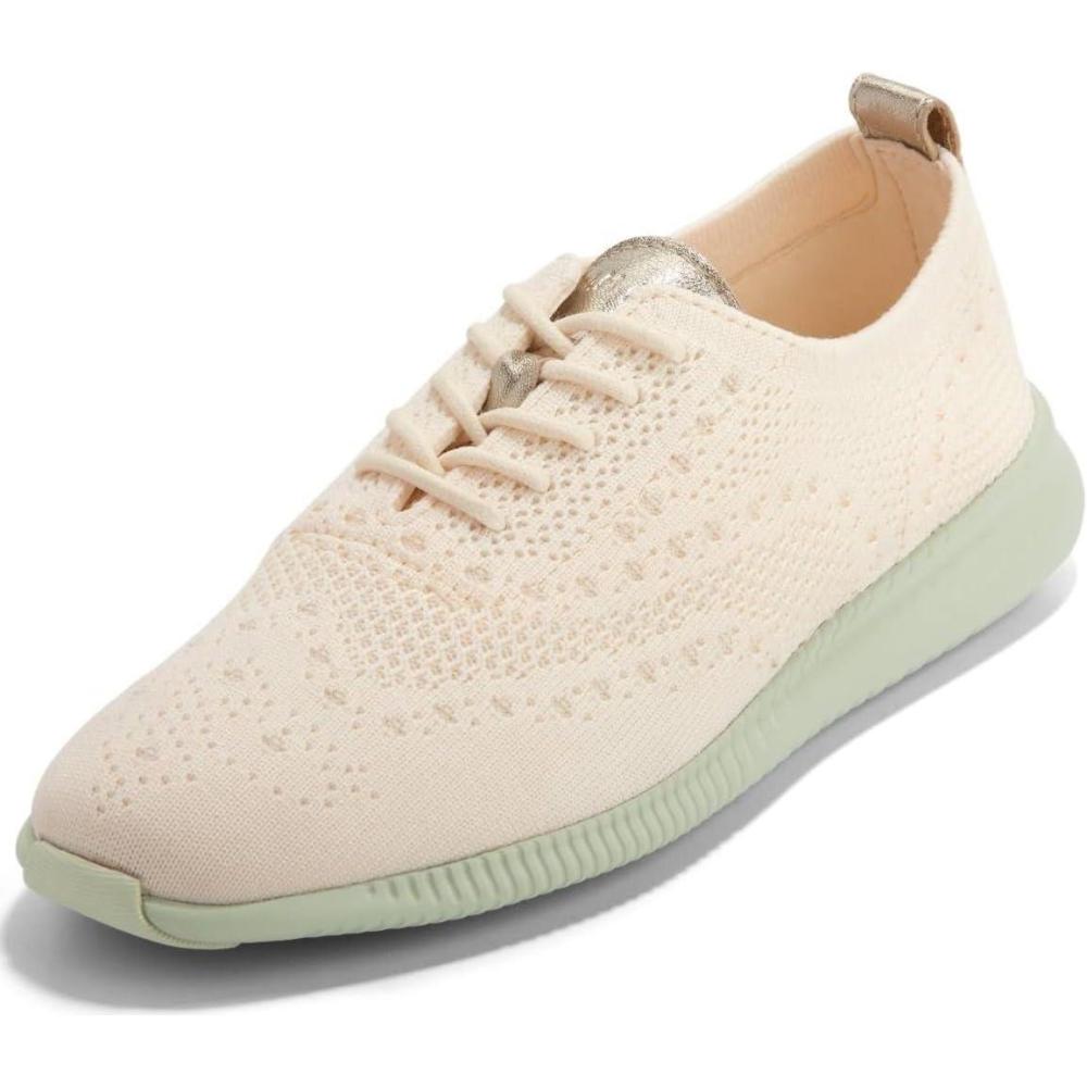 imageCole Haan Womens 2Zerogrand Stitchlite Oxford WinterizedIvory KnitGold MetalicFog Green