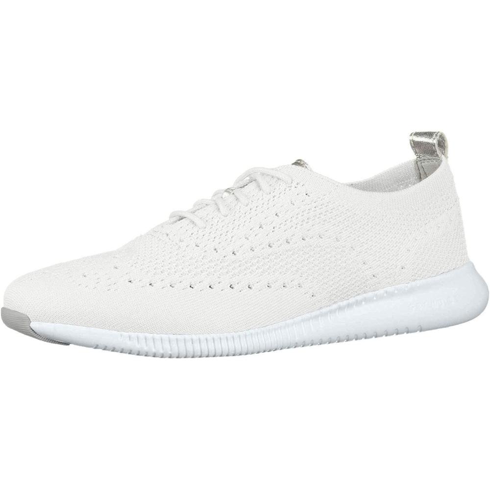 imageCole Haan Womens 2Zerogrand Stitchlite Oxford WinterizedOptic White KnitCh Argento MetallicOptic White