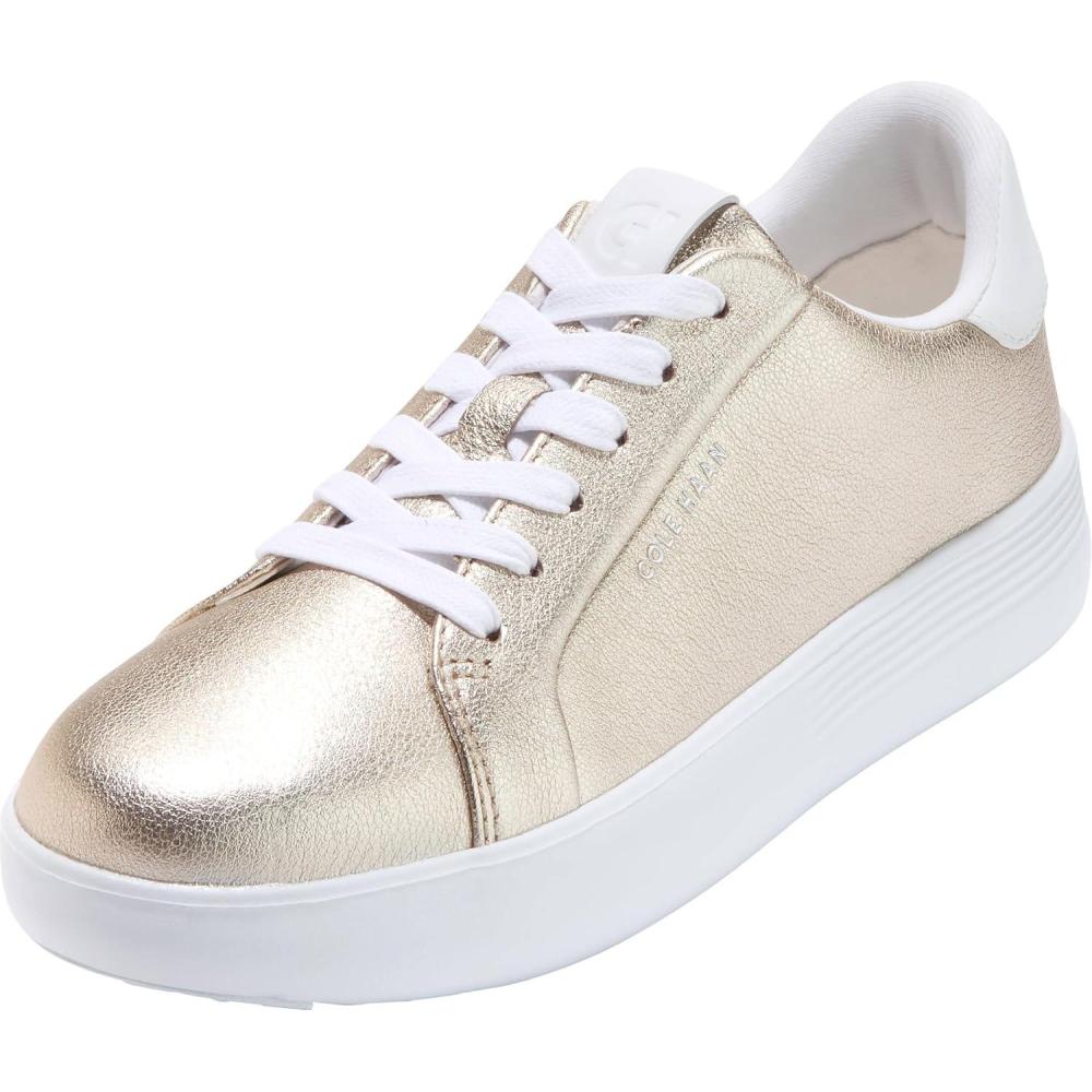 imageCole Haan Womens Grand Crosscourt Joy Platform SneakersSft Gld MetlcWhte
