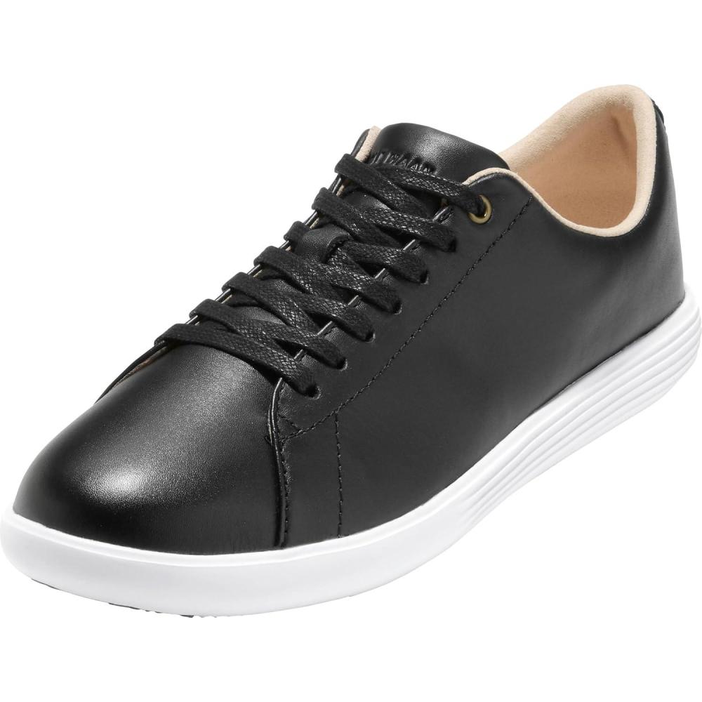imageCole Haan Womens Grand Crosscourt Leather SneakersBlk LthrWhite