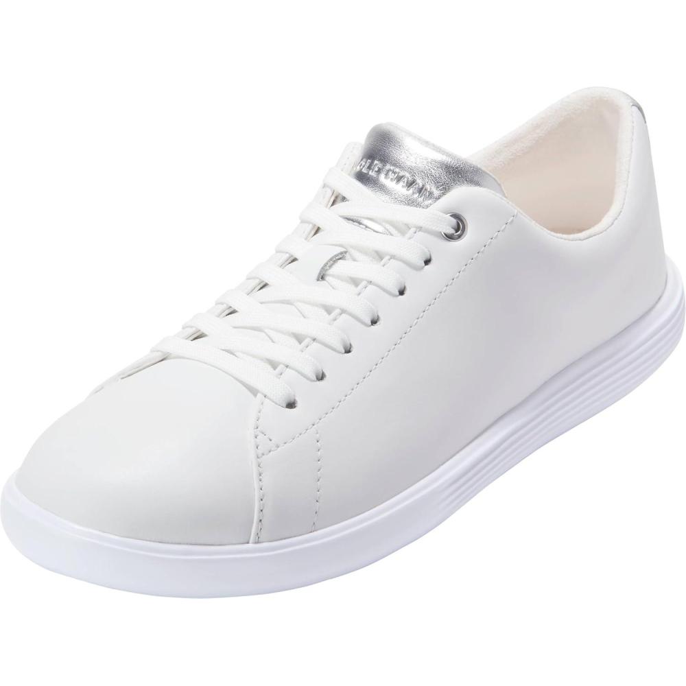 imageCole Haan Womens Grand Crosscourt Leather SneakersWhiteSilver