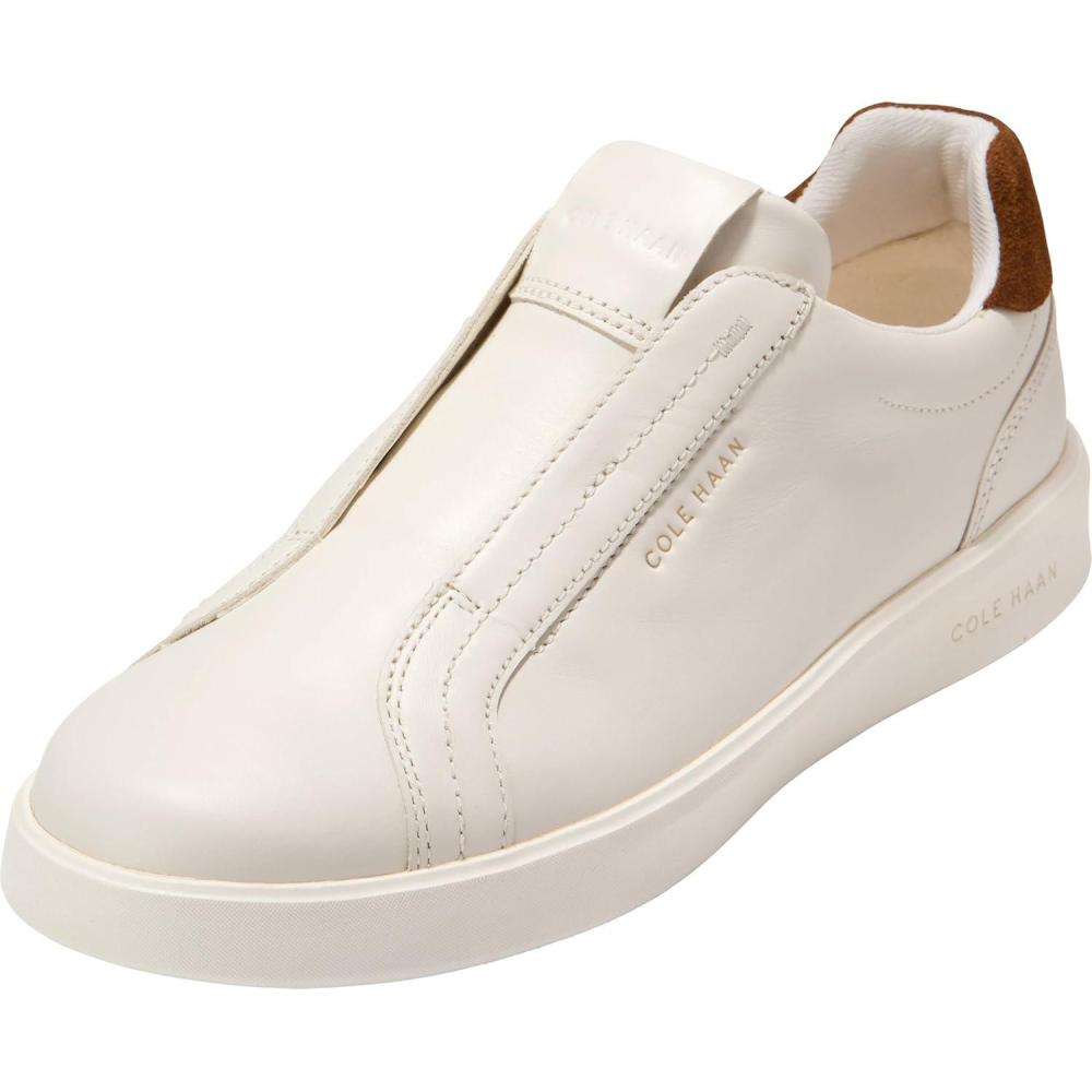 imageCole Haan Womens Grand Crosscourt Luxe Slip on SneakersIvoryTobacco Sde