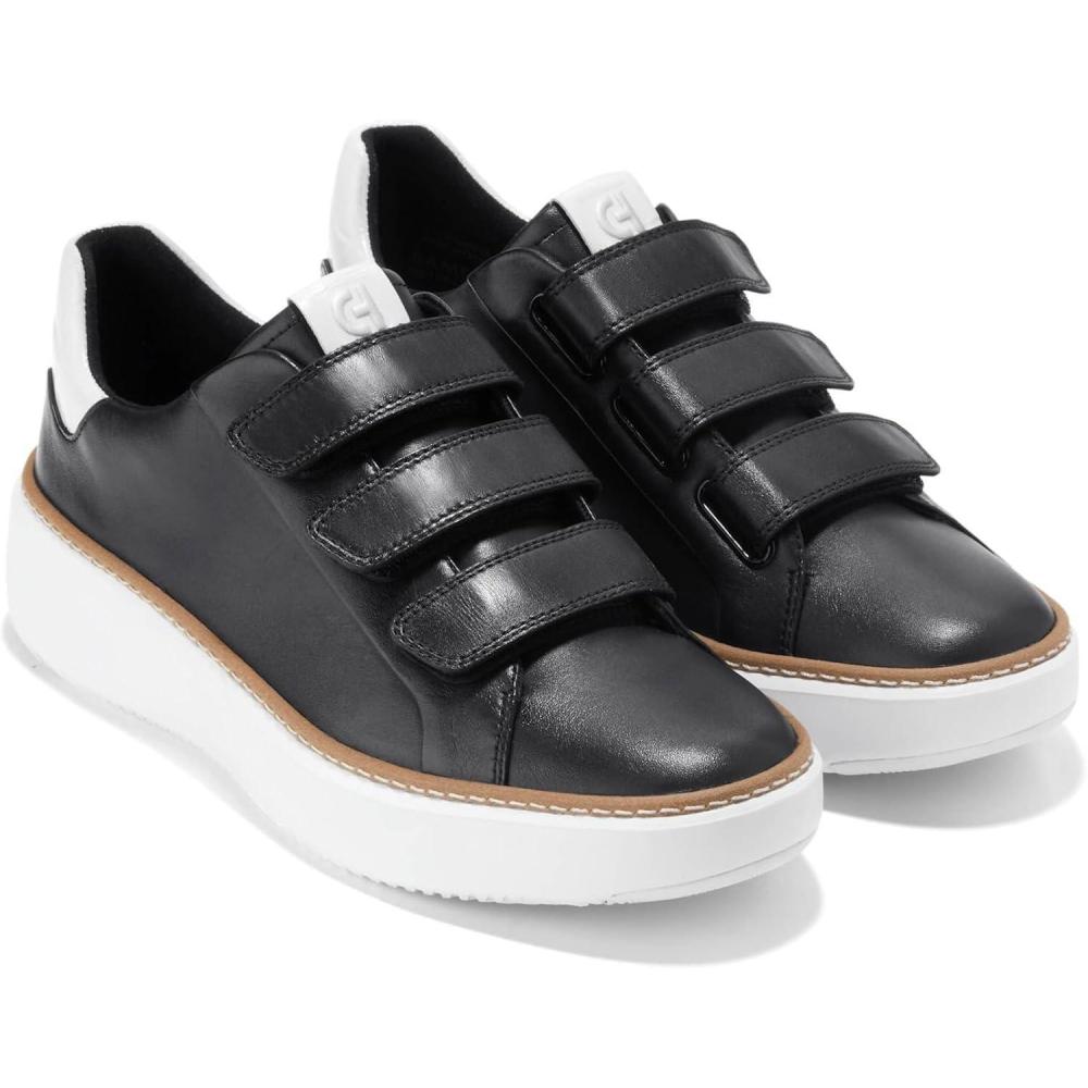 imageCole Haan Womens Grandpro Topspin Triple Strap SneakersBlackWht Crc Prnt