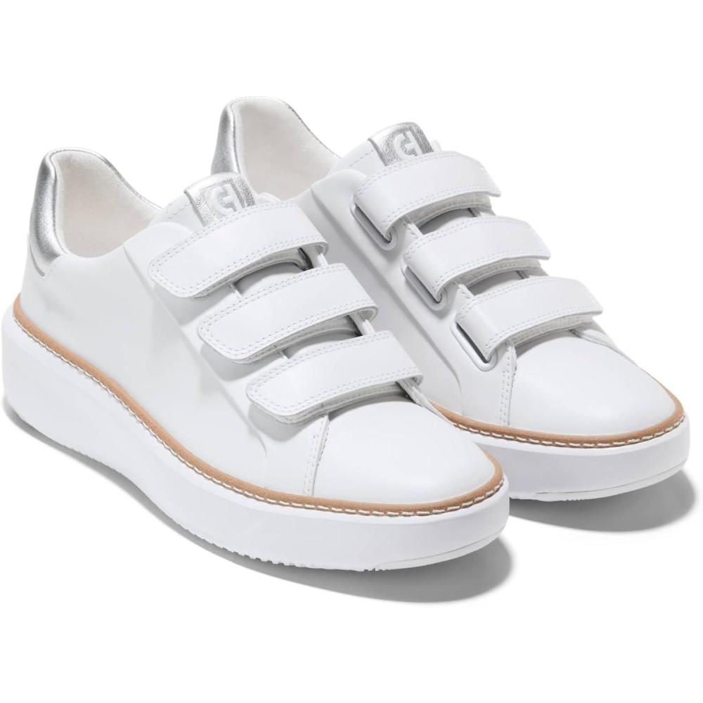 imageCole Haan Womens Grandpro Topspin Triple Strap SneakersOptic WhiteSilver