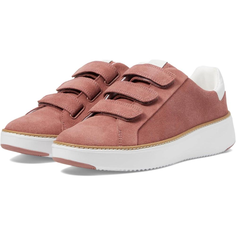 imageCole Haan Womens Grandpro Topspin Triple Strap SneakersRouge SuedeWhi