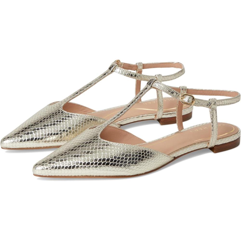 imageCole Haan Womens Marlah TStrap Ballet FlatsGold Snake Prt Lea