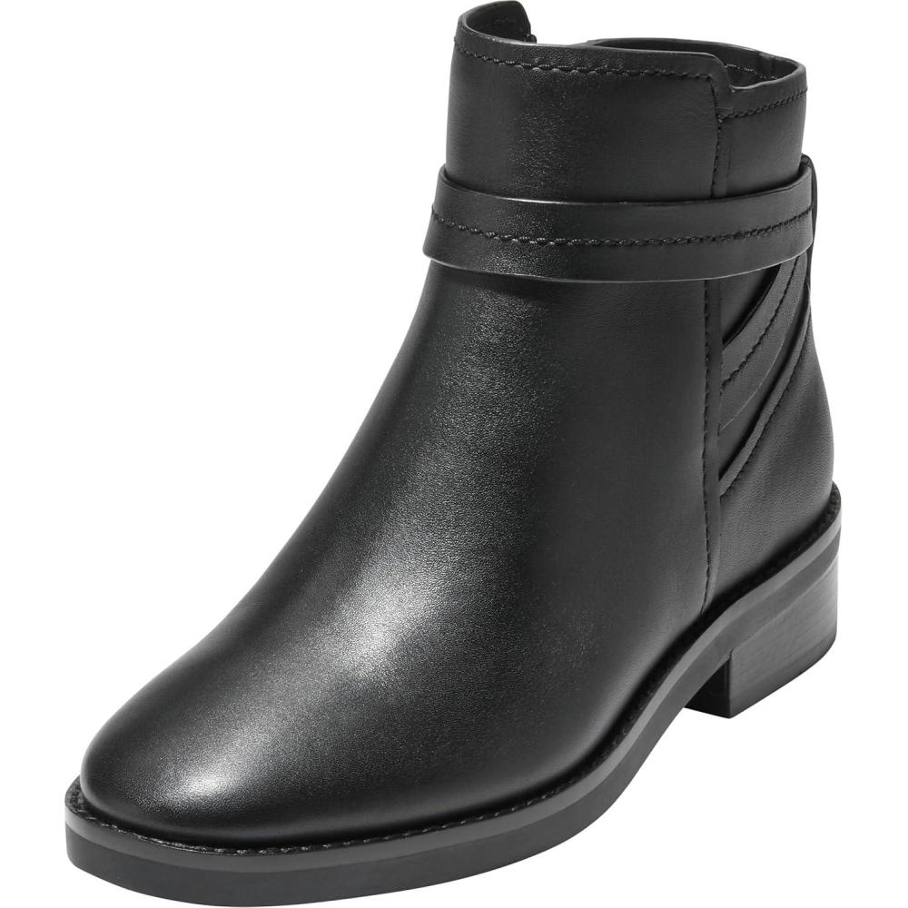 imageCole Haan Womens Rosalyn Ankle Strap BootsBlack Leather Wp