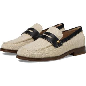 Cole Haan Women’s Lux Pinch Penny Loafer(Nat Cnvs/Blk Ltr)