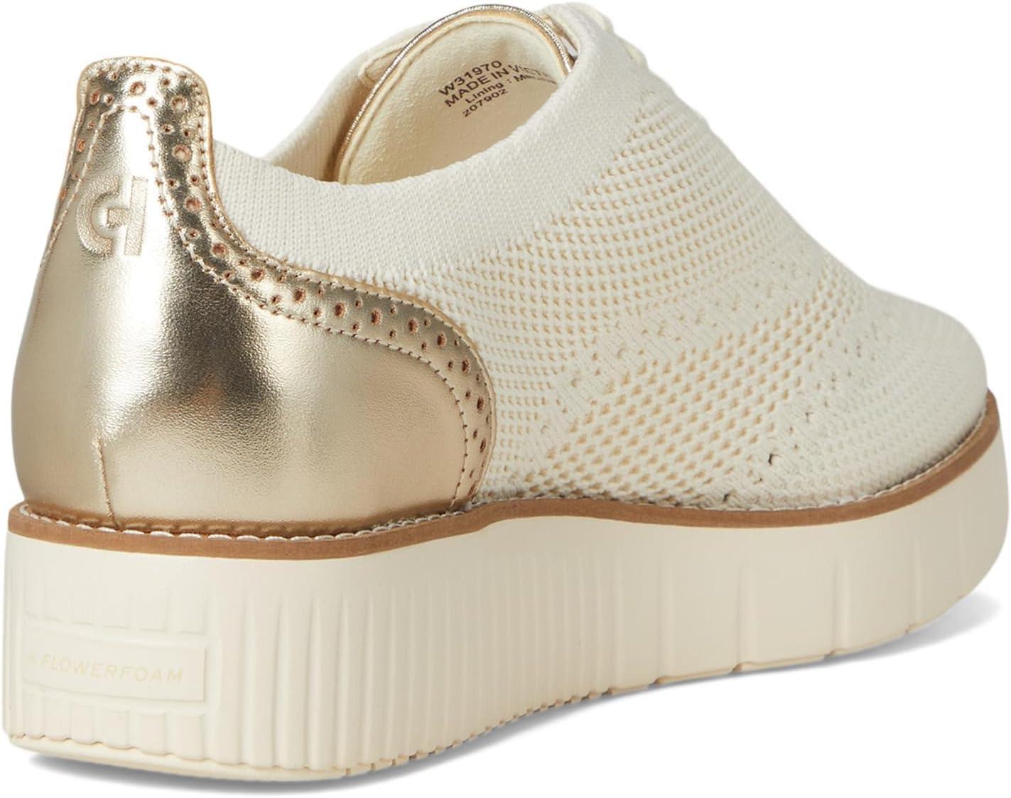 imageCole Haan Womens Grand City Platform Stitchlite OxfordsIvory KntGoldIvr