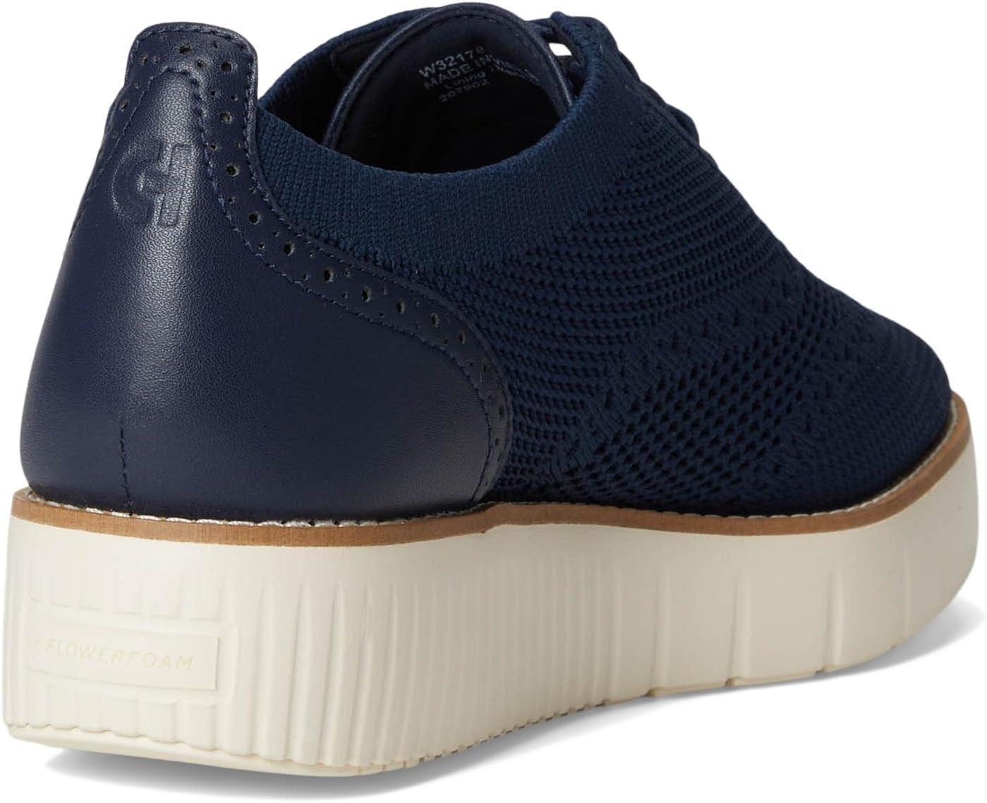 imageCole Haan Womens Grand City Platform Stitchlite OxfordsNavy KnitIvory