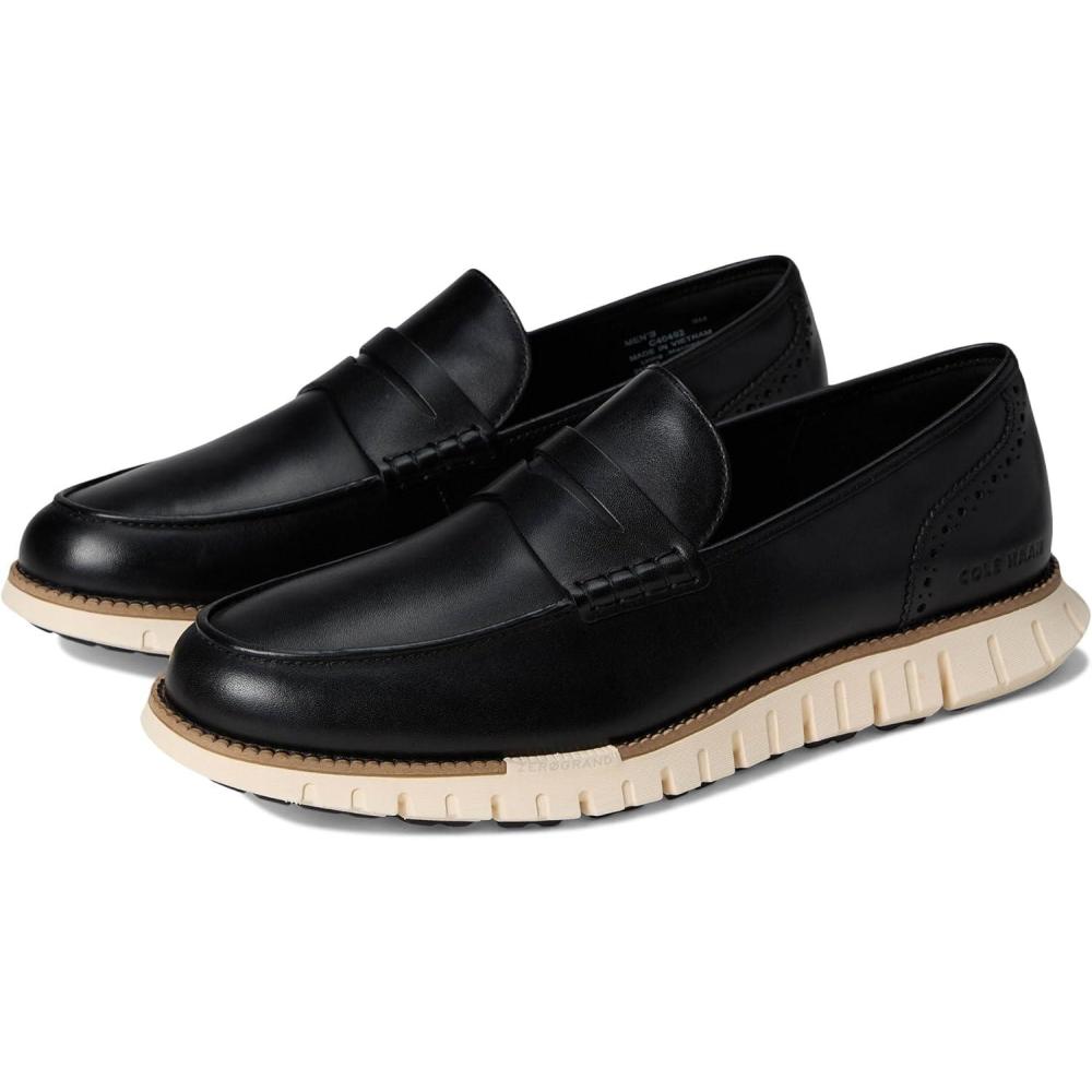 imageCole Haan Mens Zerogrand Remastered Penny LoafersBlackNat TanIvry