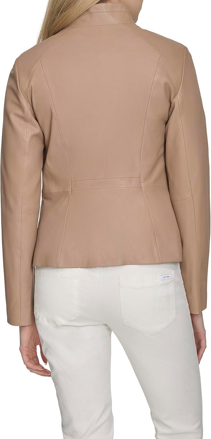 imageCole Haan Womens Long Sleeve Moulded Collar Classic JacketAlmond