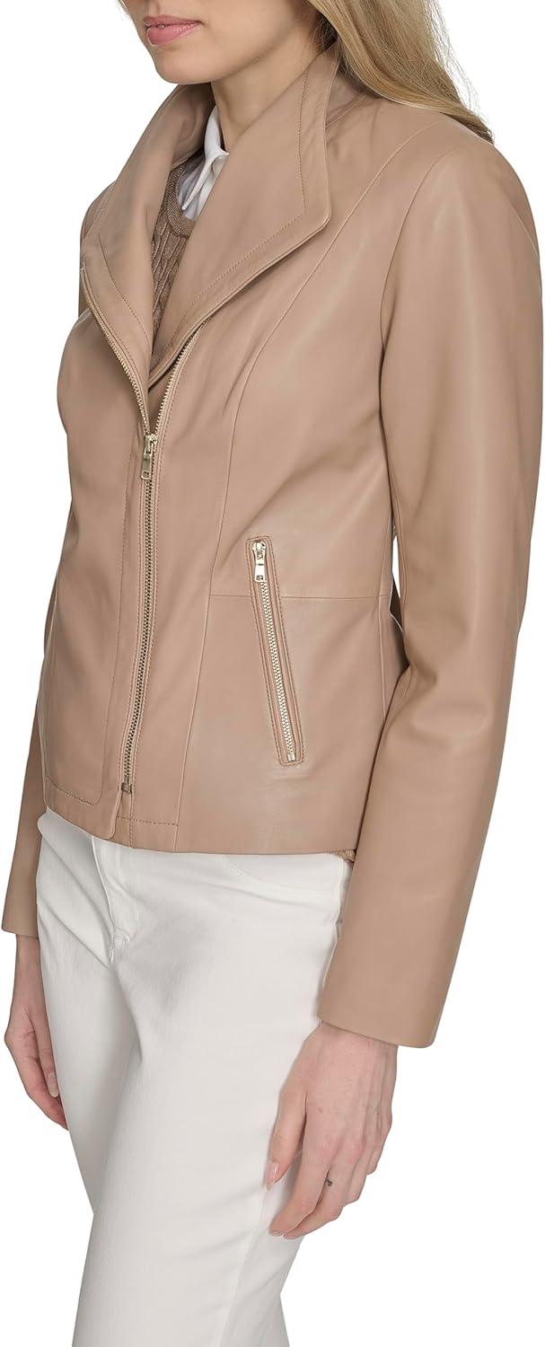 imageCole Haan Womens Long Sleeve Moulded Collar Classic JacketAlmond